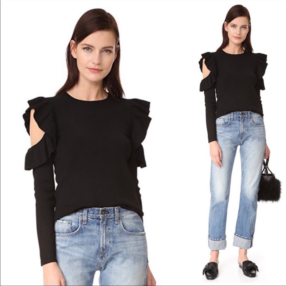 Club Monaco Colema Cold Shoulder Fine Ribbed Sweater